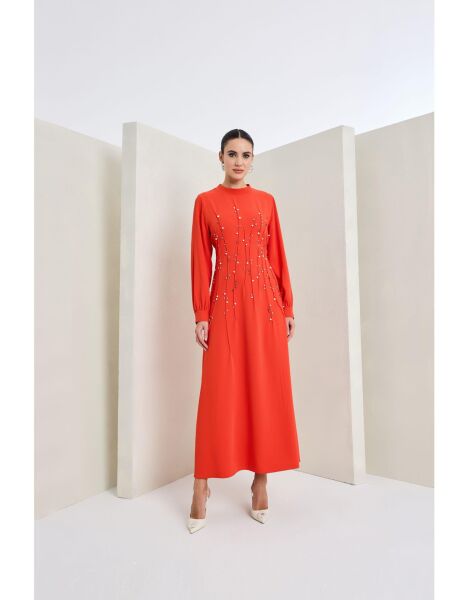 Bel Korse Detaylı İnci Elbise