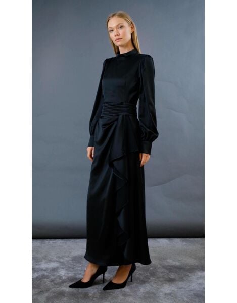 Fırfır Saten Elbise