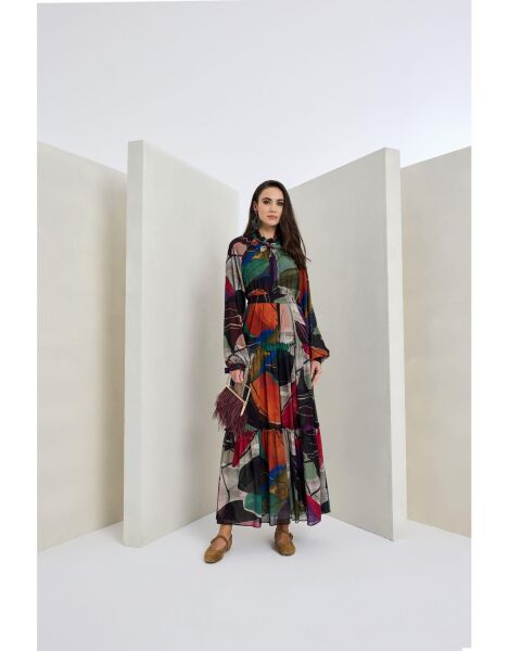 Desenli Kloş Elbise