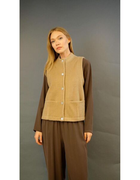 Cep Detaylı Kısa Yelek