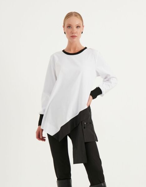 Asimetrik Çift Renkli Tunik