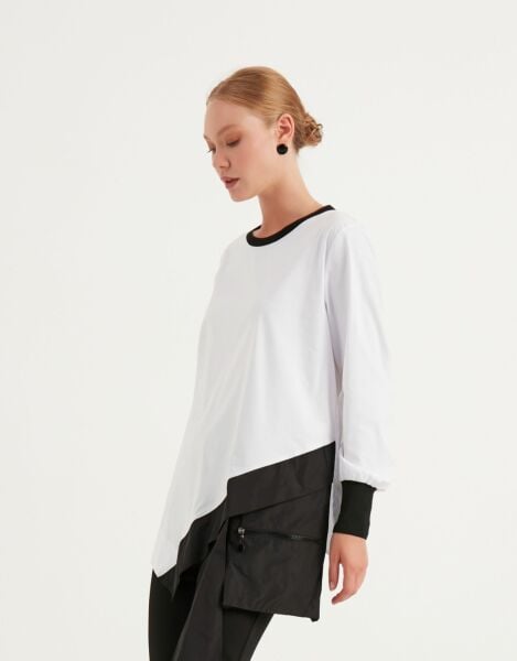 Asimetrik Çift Renkli Tunik